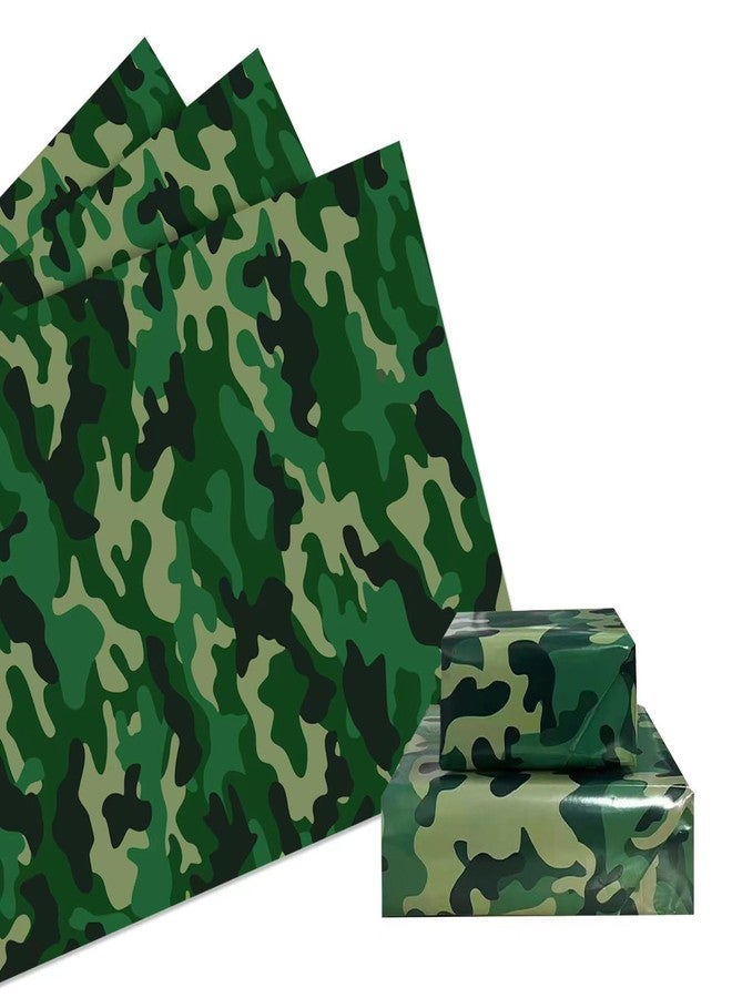DodelyGz Camouflage Premium Kraft Gift Wrap Paper,Military Camo Wrapping Paper for Veterans Day Birthday Wedding Holiday Gift Wrap,Military Army Theme Party Decoration Supplies(Green Camouflage) - Image 1